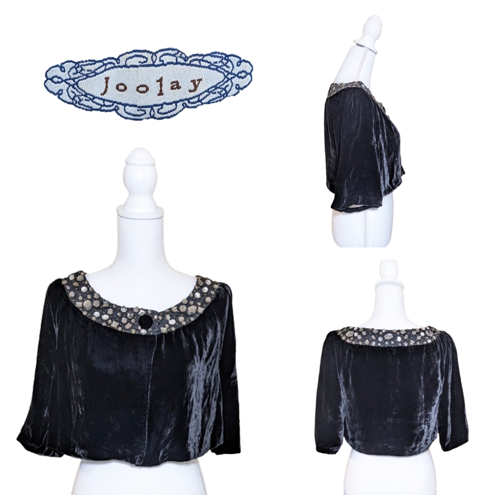 JOOLAY Sequined/Beaded Velvet Evening Jacket/Shrug 20s/30s Vibe